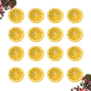 Levemolo 30pcs Mini Lemon Slices Yellow Lemon Slices Teeth Holder Toys Fruit Plastic Fake - product information 7
