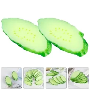 ORFOFE 6pcs Simulation Cucumber Slice Simulation Green Vegetable Green 6.50X3.00X0.50CM - product information 2