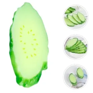 ORFOFE 6pcs Simulation Cucumber Slice Simulation Green Vegetable Green 6.50X3.00X0.50CM - product information 4