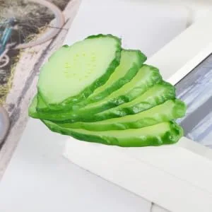 ORFOFE 6pcs Simulation Cucumber Slice Simulation Green Vegetable Green 6.50X3.00X0.50CM - product information 5