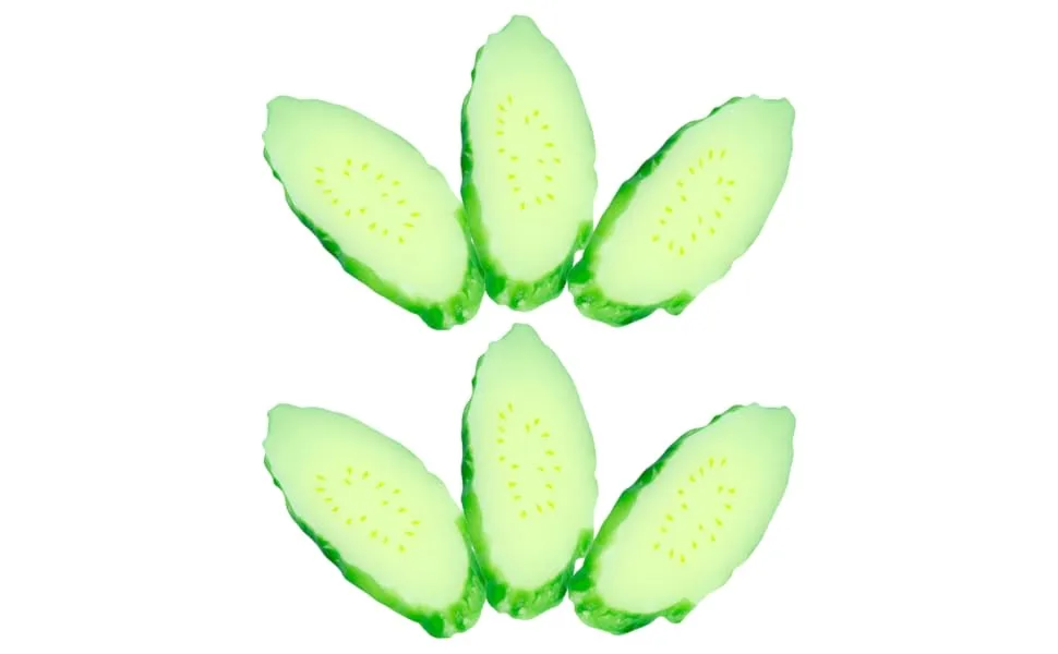 ORFOFE 6pcs Simulation Cucumber Slice Simulation Green Vegetable Green 6.50X3.00X0.50CM - product information 6