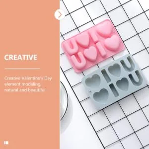 GOOHOCHY 2pcs Valentine's Day Cake Mold Donut Cake Pan Cake Number Birthday Baking Accessory 3D Handmade Soap 19.9x12.6cm Pink - product information 1