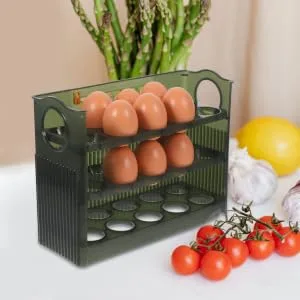 WHAMVOX Egg Storage Box Egg Holder for Fridge Refrigerator Door Egg Rack Storage Rack Egg Tray re-usable Green 26.00X20.00X10.00CM - product information 5