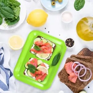 Mikinona Fruit Holder 1pc Tray Breakfast Platters Dessert Plate Buffet Serving Dishes Cake Plates Rectangle Fruit Stand 38.5X28.5X2CM Green - product information 4