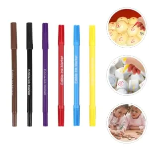 COLLBATH 6pcs Cake Boxes Biscuits Decor Portable Edible Markers Cake Coloring Edible Pens Food Pens Plastic - product information 4