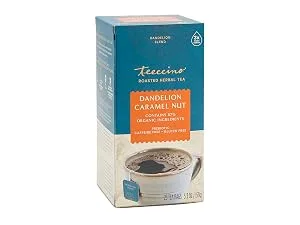 Teeccino Dandelion Tea Caramel Nut Rich & Roasted Herbal Tea That s Caffeine Free & Prebiotic with Detoxifying Dandelion Root 25 Tea Bags - Carmel Nut