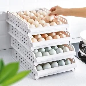 COLLBATH Eggs 30 Eggs Storage Drawers Egg Organizer for Refrigerator Egg Tray Egg Carton Crisper Multi-layer As Shown 33X26.5X7.5cm - product information 5