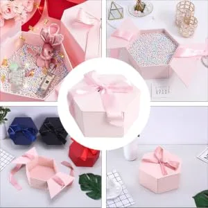BCOATH Hexagon Candy Lipstick with Cover for Bridesmaid 1Pc Box Storage Case Pink 24X21CM - product information 2