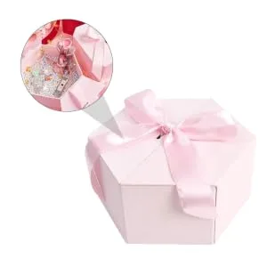 BCOATH Hexagon Candy Lipstick with Cover for Bridesmaid 1Pc Box Storage Case Pink 24X21CM - product information 3