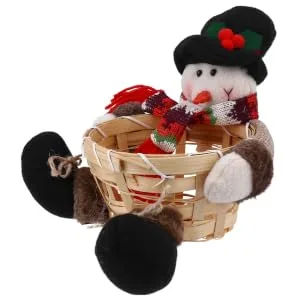 CHILDWEET Basket Desktop Decor Tabletop Decor Nativity Decor Xmas Candy Container Ornaments Child White Frame Brown 17X17CM - product information 1