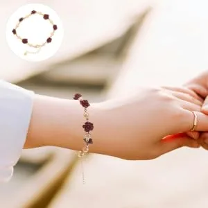COLLBATH Bracelet The Girlfriend Birthday Flower Bracelet Alloy Miss Red Rose Wrist Chain - product information 3