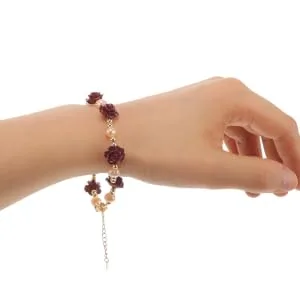 COLLBATH Bracelet The Girlfriend Birthday Flower Bracelet Alloy Miss Red Rose Wrist Chain - product information 4