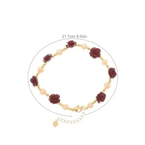 COLLBATH Bracelet The Girlfriend Birthday Flower Bracelet Alloy Miss Red Rose Wrist Chain - product information 6