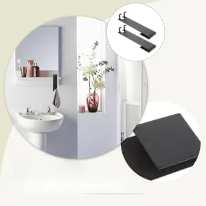 Hoement 2pcs No Punching Hook Shower Towel Hooks Over Door Hooks for Bathroom Storage Hooks Stainless Steel 18X4.2CM Black2 - product information 2