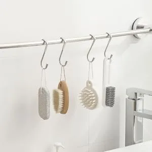 BRIGHTFUFU 2pcs Hook up Towel Hooks Kitchen Door Hanging Hook Squeegee Hook Hanger Stainless Steel On The Door - product information 1