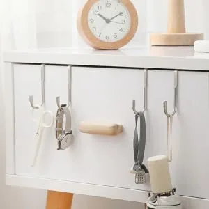 BRIGHTFUFU 2pcs Hook up Towel Hooks Kitchen Door Hanging Hook Squeegee Hook Hanger Stainless Steel On The Door - product information 2