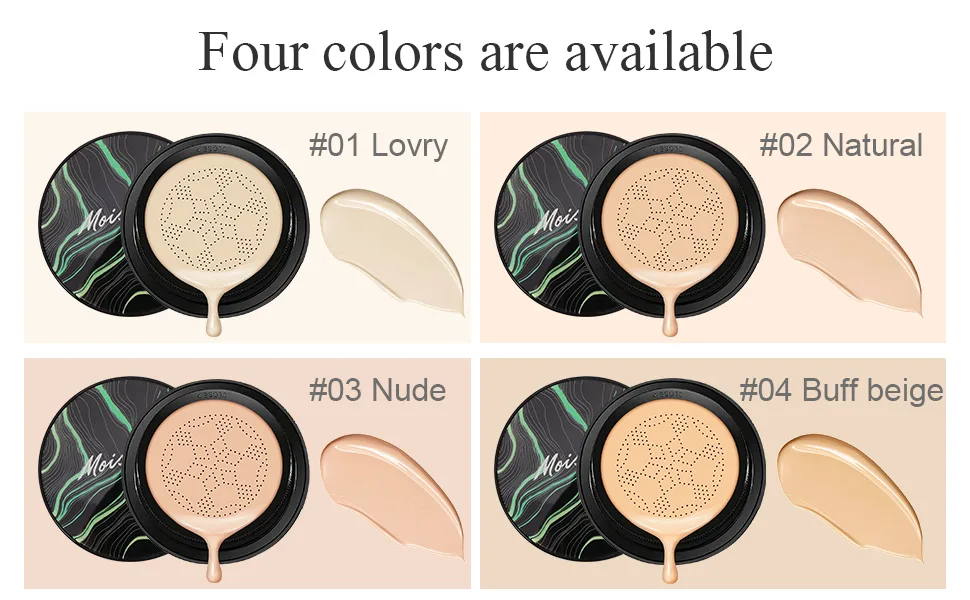 Air Cushion CC Cream Mushroom Head Foundation, SuperThinker Moisturizing BB Cream Makeup Long Lasting Matte Concealer (1 PCS/Natural) #02 Natural - product information 2