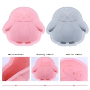 FELTECHELECTR 2pcs Baking Mold Molds Penguin-Shape Cartoon Cake Silicone - product information 3