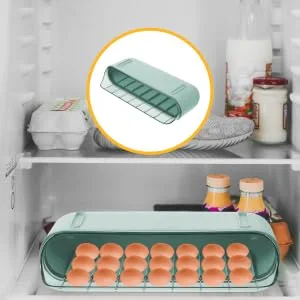 RORPOIR Deviled Egg Holder 1 Pc Slide Egg Collection 2 Tier Tray Refrigerator Egg Tray Double Layer Food Container Vegetable Green 28.5X15CM - product information 1