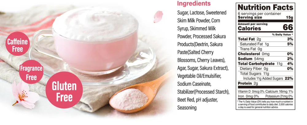 Sakura Latte powder Japanese Cherry Blossom Drinks Sweetened 3.5oz(100g) YAMASAN  - Sakura Latte
