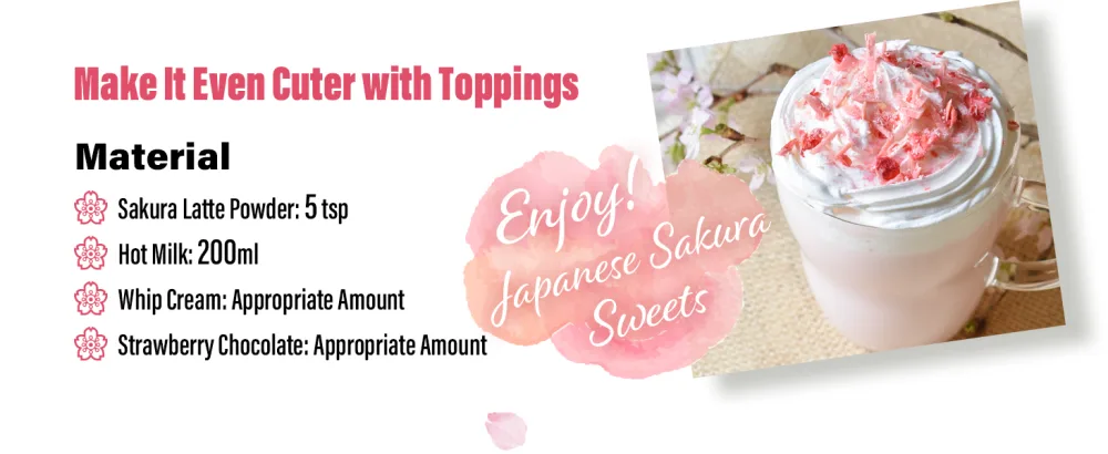 Sakura Latte powder Japanese Cherry Blossom Drinks Sweetened 3.5oz(100g) YAMASAN  - Sakura Latte