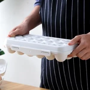KOMBIUDA 2pcs Anti-Collision Damage Chicken Egg Tray for Refrigerator Egg Fridge Organizers re-usable Grey 30X11X6.5CM - product information 1