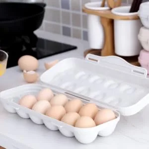 KOMBIUDA 2pcs Anti-Collision Damage Chicken Egg Tray for Refrigerator Egg Fridge Organizers re-usable Grey 30X11X6.5CM - product information 4