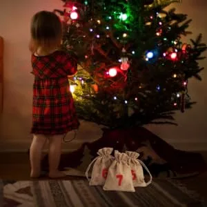 HAPINARY 24pcs Christmas Sack Candy Bags Advent Calendar Linen-like Cloth with Non-woven Lining - product information 4