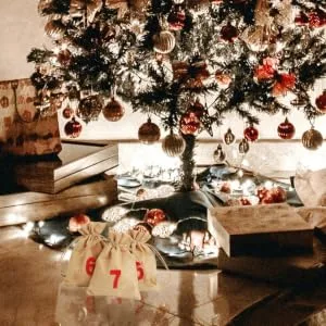 HAPINARY 24pcs Christmas Sack Candy Bags Advent Calendar Linen-like Cloth with Non-woven Lining - product information 5