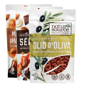 naturSource Artisanal Olive Oil 'Olio d'Oliva' Almonds Non-GMO Made in Canada Value Size Re-Sealable Pack (550 Gram) - Natur Source Almonds
