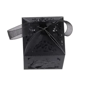 Gogogmee 50pcs box Can Style Branch Creative Black Exquisite Candy Hollow Halloween Container - product information 1