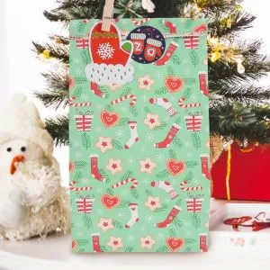 Levemolo 1 Set 24 Empty Advent Bags Christmas Paper Bags Christmas Countdown Rope As Shown 23X12X1CM - product information 1
