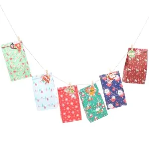Levemolo 1 Set 24 Empty Advent Bags Christmas Paper Bags Christmas Countdown Rope As Shown 23X12X1CM - product information 2