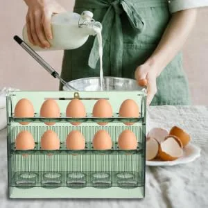 FUNOMOCYA Fridge Egg Organizer Egg Storage Box Eggs Egg Tray Drawers Organizer Egg Container for Refrigerator With Cover Crisper 25.2X19.5CM As Shown 1 - product information 3
