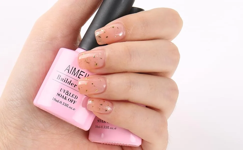 AIMEILI Gel Nail Polish Builder Base and No Wipe Top Set Soak Off U V LED Gel Nail Lacquer - builder gel for nails