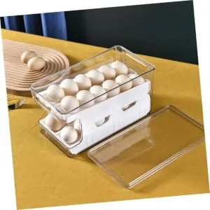 LIFKICH Egg Holder Box Egg Storage Box Refrigerator Eggs Fridge Egg Organizer Egg Tray Egg Rack Automatic Crisper Egg Dispenser - product information 2