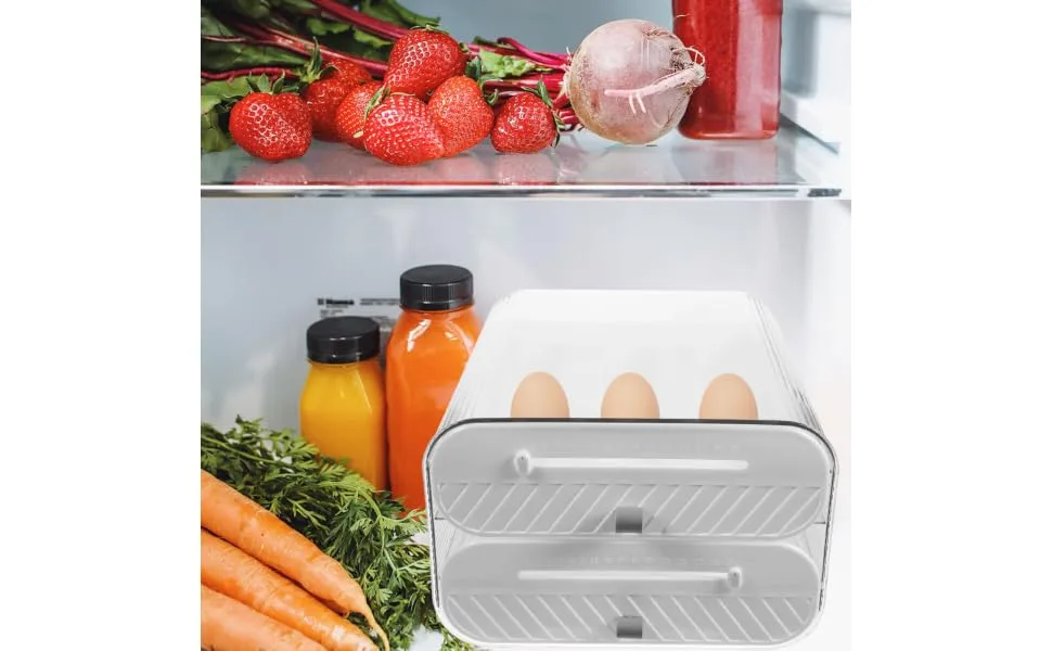 Refrigerator Organizer Tray Container Kitchen Countertop Storage Holder Large -layer Egg re-usable - product information 4