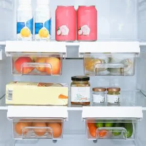 RORPOIR 1pc Refrigerator Storage Basket Clear Fridge Storage Container Fridge Food Keeper White re-usable - product information 4