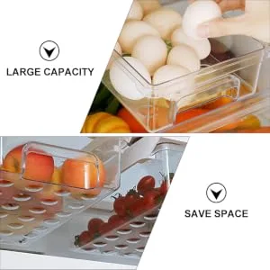 RORPOIR 1pc Refrigerator Storage Basket Clear Fridge Storage Container Fridge Food Keeper White re-usable - product information 6