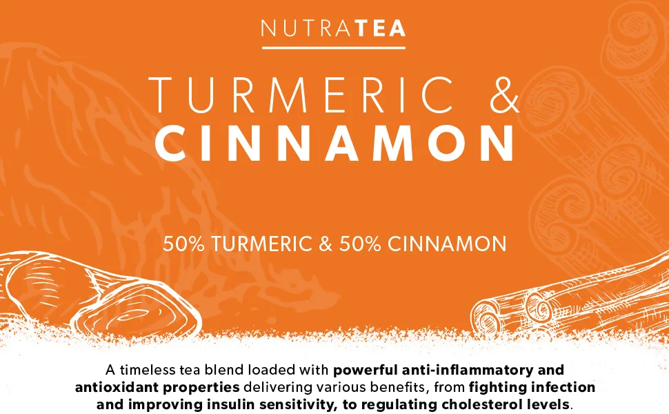 Nutra Tea - Turmeric & Cinnamon Tea - 120 Tea Bags - Herbal Tea - (6 Pack) 6 Pack (120 Tea Bags) - Nutra Tea Turmeric and Cinnamon Herbal Tea