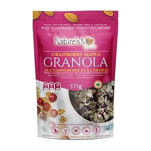 Nature's Mix Cranberry Maple Granola - Canadian Locally Made Cranberry Maple Granola 575 Grams dark red - Cranberry Maple Granola Front