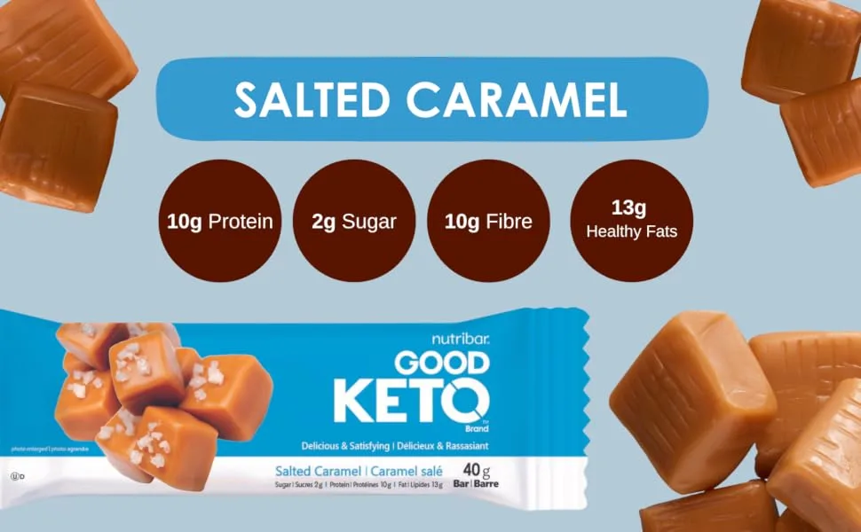 Nutribar Good Keto Bars Salted Caramel High Protein Low Sugar High Fibre Keto Friendly 4-count - Salted Caramel