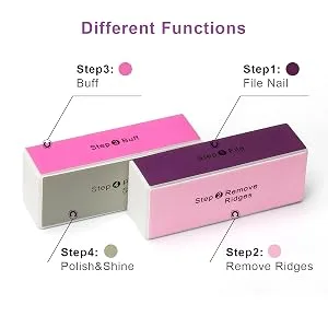 AHIER 10 pcs Nail Buffer, 4 Way Colorful Nail Art Shiner Polisher Buffing Sanding Files Block Manicure Care DIY - nail block