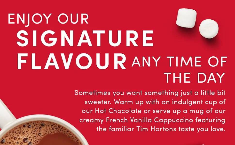 Tim Hortons Decaf Fine Grind Coffee Medium Roast 640g Can & Hot Chocolate Beverage Mix Original 500g Can - product information 5