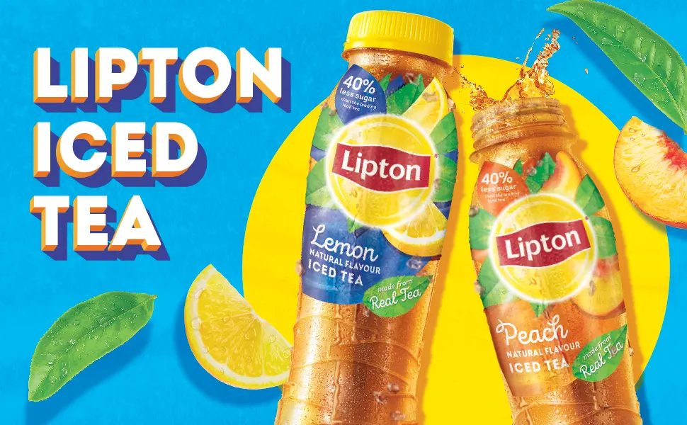 Lipton Lemon Iced Tea 340 ml Cans 12 Pack - Lipton Iced Tea, Lemon, Peach, Header
