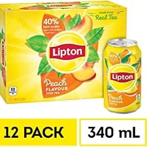 Lipton Lemon Iced Tea 340 ml Cans 12 Pack - Lipton, Lipton Iced Tea, Peach