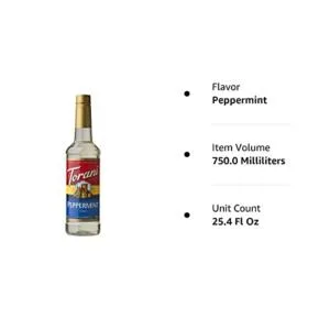 Torani Peppermint Flavour Syrup 750 Milliliter & Dark Chocolate Squeeze Sauce 16.5 Fluid Ounce - product information 1