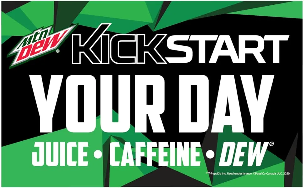 Mountain Dew Kickstart Orange Citrus Carbonated Soft Drink 473 mL Cans 12 Pack - MTN Dew Kickstart Banner 1
