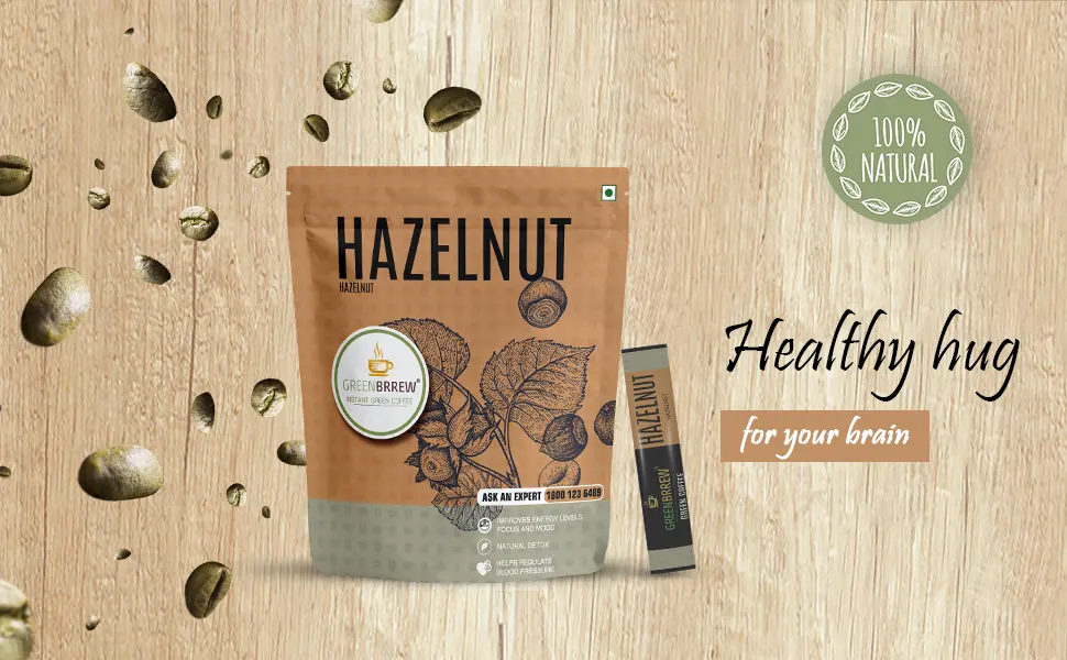 Greenbrrew Hazelnut Green | 100% Unroasted Coffee | Warm Blend | Little Magic | 20 Servings | 60g - product information 1