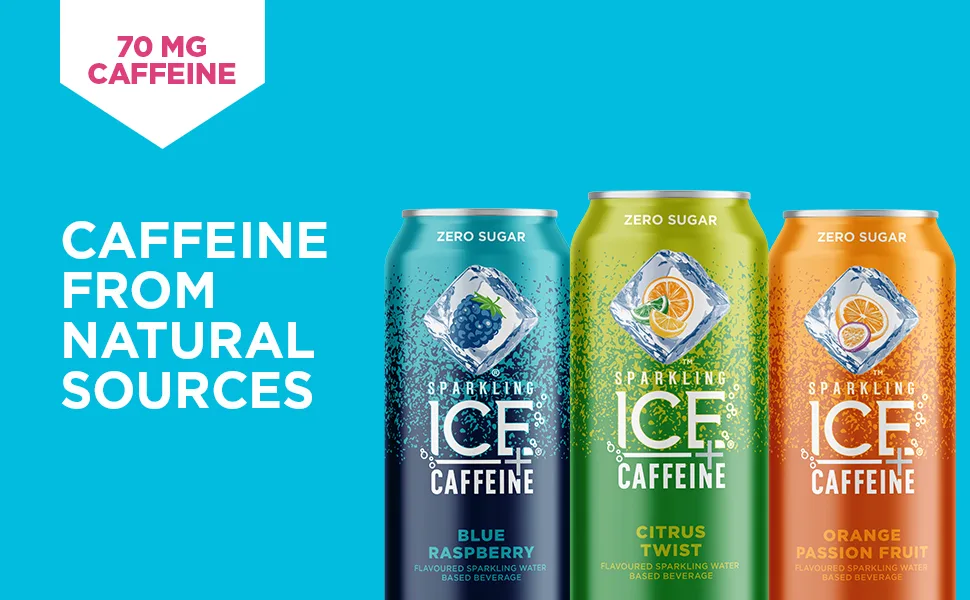 Sparkling Ice +Caffeine Blue Raspberry Sparkling Water. (Pack of 12) & Peach Nectarine Flavoured Sparkling Water with Zero Sugar and Zero Calories 503 ml (Pack of 12) - product information 1